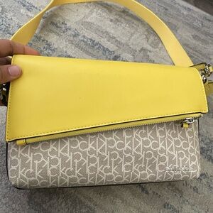 Calvin Klein Yellow and Beige Crossbody Bag